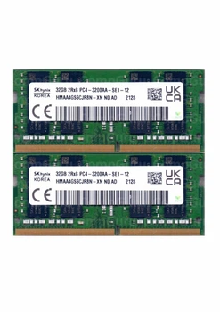 Оперативна пам'ять для ноутбука Hynix DDR4 64GB (2x32GB) 3200MHz SO-DIMM 2Rx8 PC4-3200AA (HMAA4GS6CJR8N-XN)