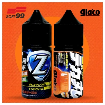 Комплект для стекла Абразивный очиститель SOFT99 Glass Compound Z + Антидождь GLACO Roll On Large (30+30 мл)