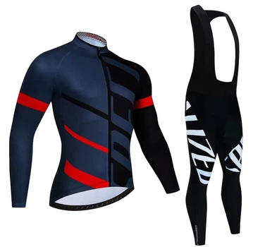 Велоформа зимова Specialized Джерсі з рукавом + штани з лямками, Фліс, Синій, XL