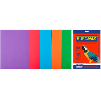 Папір офісний кольоровий A4 80г/м 5цв 20л INTENSIVE BUROMAX