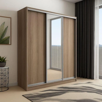 Шафа купе Mebel Star трьохдверна дзеркало 150*240*60 Дуб сонома Трюфель