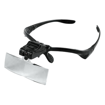 Бинокулярная лупа-очки 9892B с 2LED подсветкой 5линз 1X/1.5Х/2Х/2.5Х/3.5Х Black