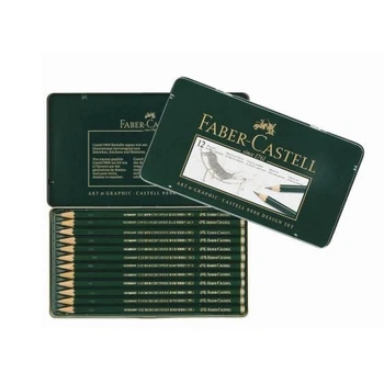 Набір олівців чорнографітних Faber-Castell Castell 9000, 12 штук 5H - 5B, в металевій коробці