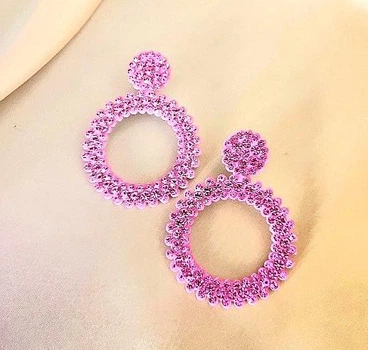 Жіночі сережки усипані стразами jewelry Рожевого кольору