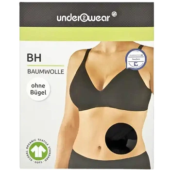 Бавовняний бюстгальтер чорного кольору Under2wear розмір 90C