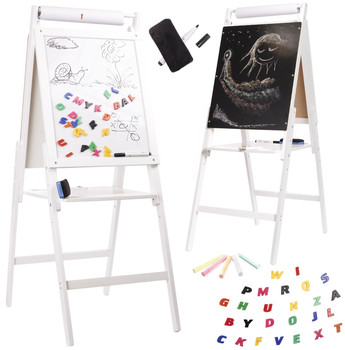 Магнітна дошка для крейди Ikonka двостороння, дерев'яна, біла, велика XXL (5903039721944)