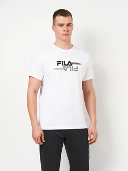 Футболка хлопковая длинная мужская Fila FAM1126-10001 L Белая с принтом (4067777248123)