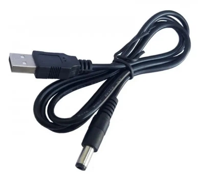 Кабель для роутера від повербанка на 5V, DC 2.1x5.5mm, USB 5V->5V, 1 м, Кабель для роутера 5 вольт, чорний