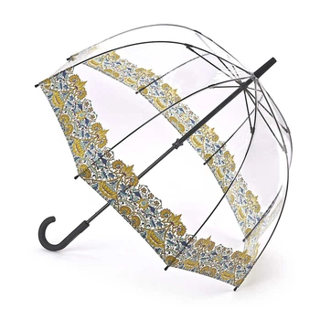 Женский прозрачный зонт-трость Fulton L782 Morris & Co. Birdcage-2 Lodden (Лодден)