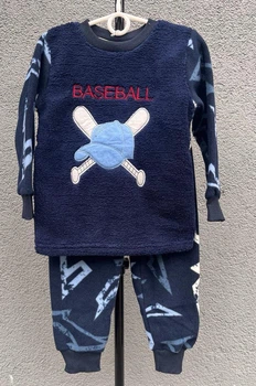 Дитяча тепла піжама для хлопчика Mini Moon Baseball 110 см (маломірить), темно-синій