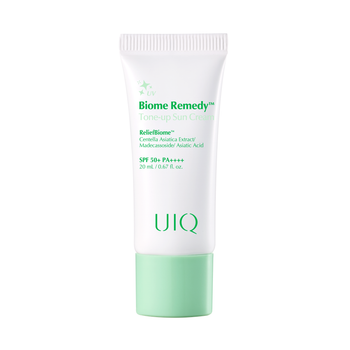 Миниатюра солнцезащитного крема с зеленым тоном Uiq Biome Remedy Tone-up Sun Cream Green, 20 мл