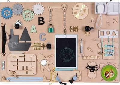 Сенсорно-маніпуляційна дошка Ikonka дерев'яна 75 x 50 см (5901549533880)