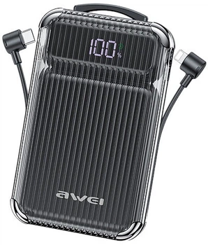 УМБ Awei P89K 10000mAh 38.5W USB-C/Lightning Black (6954284007665)