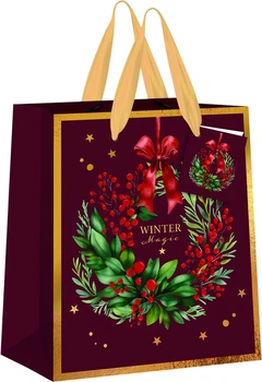 Пакет бумажный Іnterdruk Medium Burgundy 26.5х33х13 см (376985)