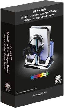 Wielofunkcyjna podstawka IMP Tech DLX & LED Multifunctional Charging Tower PS5 (5060176365575) (955555911830832) - Outlet