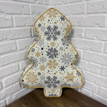 Подушка новогодняя Елка X-mas Golden Snowflakes 45х60 см белая