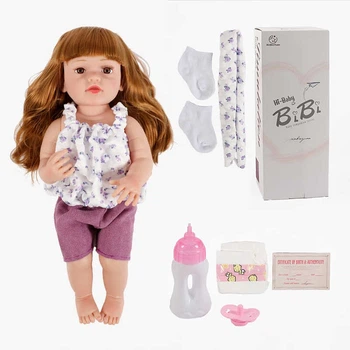 Кукла XBY 5537 висота 52 см, гумова, пляшечка, памперс, соска, носки, коробці