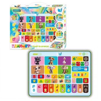 Планшет "Грай та вчися" 30391 "WToys", ОЗВУЧУВАННЯ УКР. МОВОЮ, казки, пісні, вірші, літери, цифри, факти про тварин, в коробці
