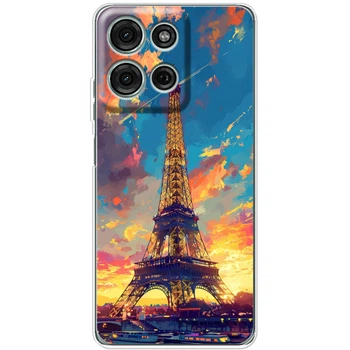 Силиконовый Чехол с Картинкой для Motorola G56 Принт (Париж, Эйфелева Башня) (67912-ysm038)