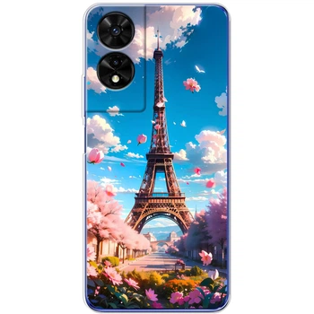 Силиконовый Чехол с Картинкой для TCL 505 Принт (Париж, Эйфелева Башня) (68046-ysm035)