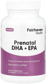 Омега-3 для вагітних Fairhaven Prenatal DHA + EPA 90 капсул цитрус