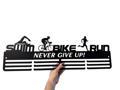 Медальниця 70 см "E-Trophy" Triathlon Сталева(чорний)