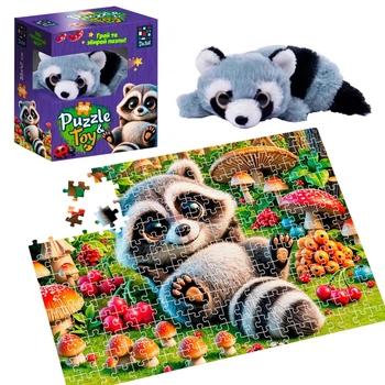 Пазлы Vladi Toys Енотик DT200-09, 260 деталей, мягкая игрушка, постер, в коробке