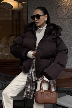 Пуховик Jadone Fashion Пуфі ONE SIZE шоколадний