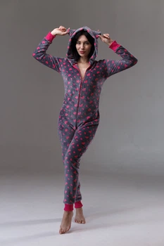 Тепла жіноча піжама з кишенею на попі та капюшоном SweetJama Frozy Приваблива XS