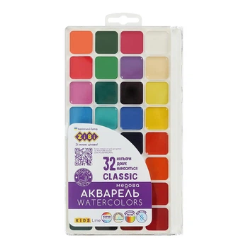 Фарби акварельні медові ZiBi Kids Line Classic 32 кольори (ZB.6574)