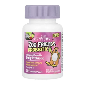 Zoo Friends Probiotic 21st Century, Zoo Friends, жевательный пробиотик для детей от 4 лет, 30 жевательных таблеток
