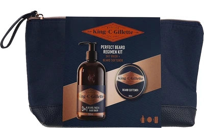 Набор - Gillette King C. Gillette Perfect Beard Regimen Kit (wash/350ml + b/balm/100ml + bag/1pc) (1407995-27058373)