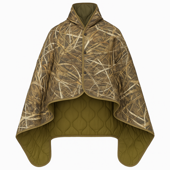 Кемпинговое одеяло с чехлом Stone Camo 150×200 см KT7001011 — с кнопками, позволяющими использовать как пончо