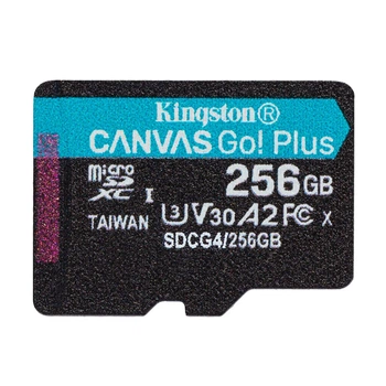 Карта памяти Kingston Canvas Go! Plus microSDXC 256GB UHS I Class 10 V30 чтение до 200 МБ/с запись до 160 МБ/с (SDCG4/256GBSP)