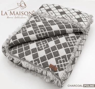 Муслінове покривало La Maison 220 х 240 см. Poline Charcoal