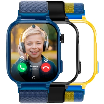 Детские умные GPS часы-телефон JETIX G100 с 4G Видеозвонком, Сменными корпусами и Влагозащитой - Blue