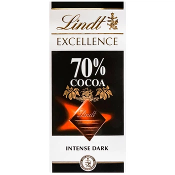 Чорний шоколад Lindt Excellence 70% гіркий 100 г (18717746)