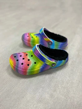 Утепленные сабо Crocs Classic lined spra dye clog white/multi m6\w8 38-39 арт.208045-94S