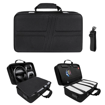 Вместительный Travel кейс чехол JYS для переноски PlayStation 5 Pro ps5 slim Disc&Digital Edition PS5 Pro и аксессуаров с ремнём Чёрный