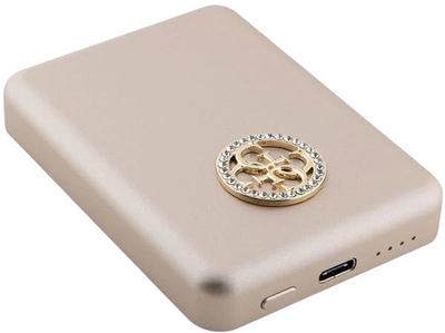 Powerbank Guess MagSafe 4G Strassed Metal Logo 5000mAh 15W USB-C Gold (3666339172169)