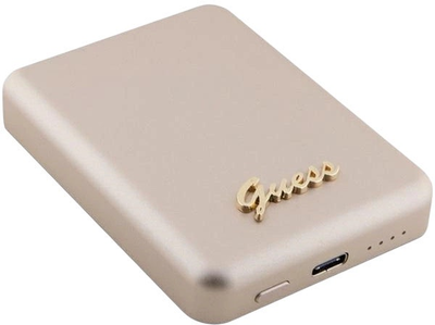 Powerbank Guess MagSafe 4G Metal Script Logo 5000mAh 15W USB-C Gold (3666339172145)