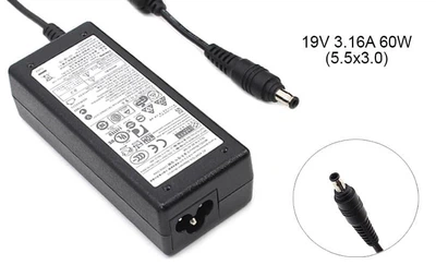 Адаптер живлення для ноутбука Samsung 19v 3.16a 60 W 5.5x3.0 or 5.0x3.0mm +pin