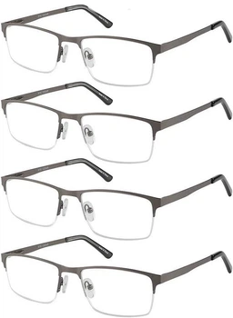 Очки для чтения EYECEDAR 4 шт мужские металлические, фильтр синего света, серый цвет