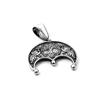 Підвіска оберіг лунниця з деревом життя та алатир Maxi Silver 9327 2.7 см Сріблястий