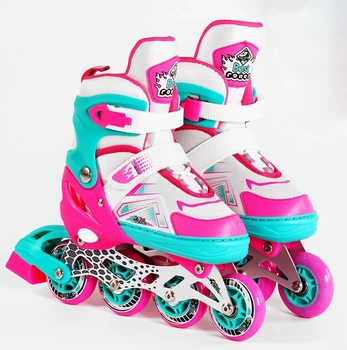 Роликовые коньки светящиеся PU колёса в сумке Best Roller 38-42 Turquoise/Pink/White (116287)