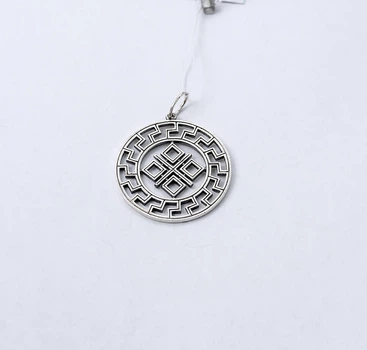 Подвеска оберег макошь в кругу Maxi Silver 9372 3.2 см Серебристый