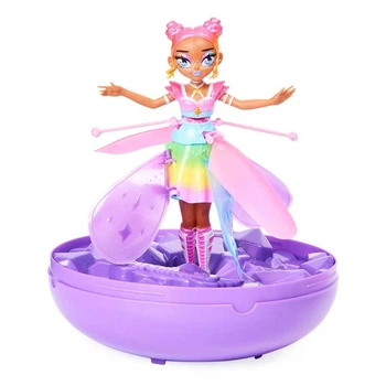 Інтерактивна казкова лялечка - фея Hatchimals FlyingPixie Rainbow Glitter з підставкою райдужна