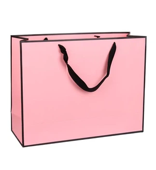 Подарочный пакет "Pink and black", 40*12,5*30 см., ламинированный картон