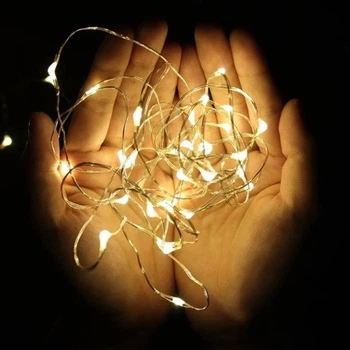 Гирлянда - нить на батарейках Роса 2 м, 20 LED, желтый свет