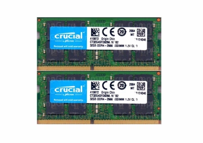 Оперативная память для ноутбука Crucial DDR4 64GB (2x32GB) 2666MHz SO-DIMM PC4-2666 (CT32G4SFD8266.16FB2)
